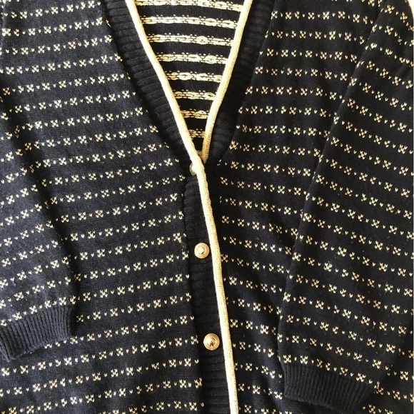 Vtg Gold  and Black Cardigan - Picture 6 of 13